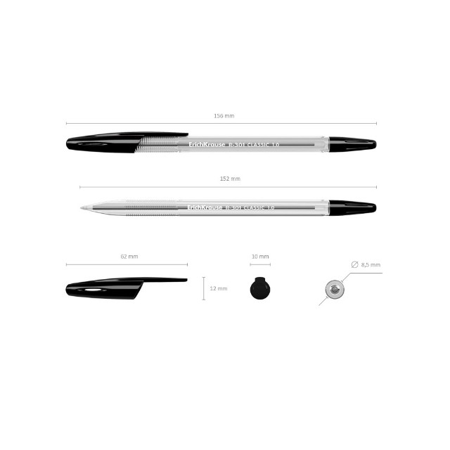 Ручка шариковая черная EK R-301 Classic 1.0 Stick прозр корпус Превью 1