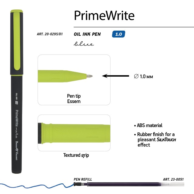 Ручка шариковая синяя BV PrimeWrite. Basic. Nero 1мм Превью 6