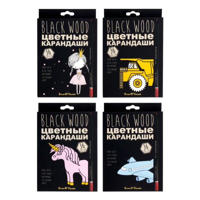 Карандаши цветные 36 цв пластик BV BlackWoodColor Превью 4