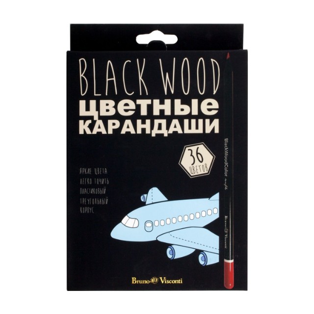 Карандаши цветные 36 цв пластик BV BlackWoodColor Превью 1