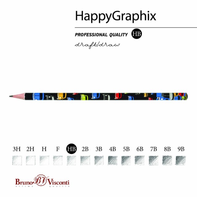 Карандаш ч/гр HB BV HappyGraphix Цветные автомобили б/ластика Превью 5