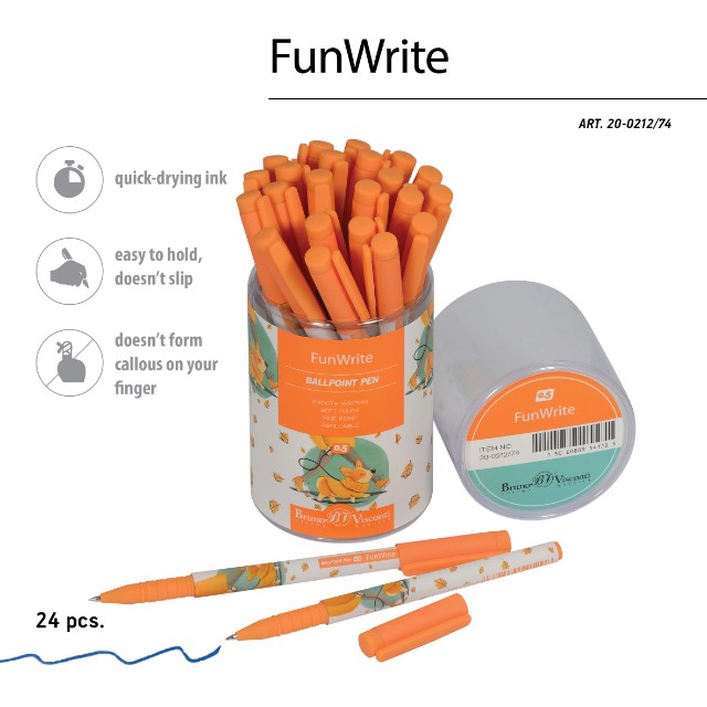 Ручка шариковая синяя BV FunWrite Городская прогулка. Корги 0,5мм принт Превью 2