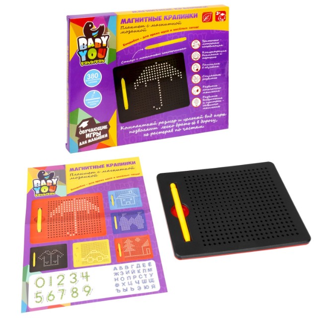 Игра Мозаика 380 фишек в планшете Магнитные крапинки чёрные Превью 3