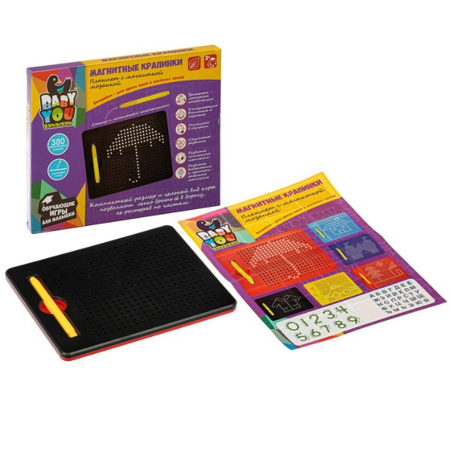 Игра Мозаика 380 фишек в планшете Магнитные крапинки чёрные Превью 4
