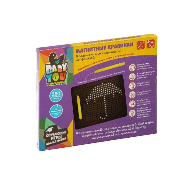 Игра Мозаика 380 фишек в планшете Магнитные крапинки чёрные Превью 1