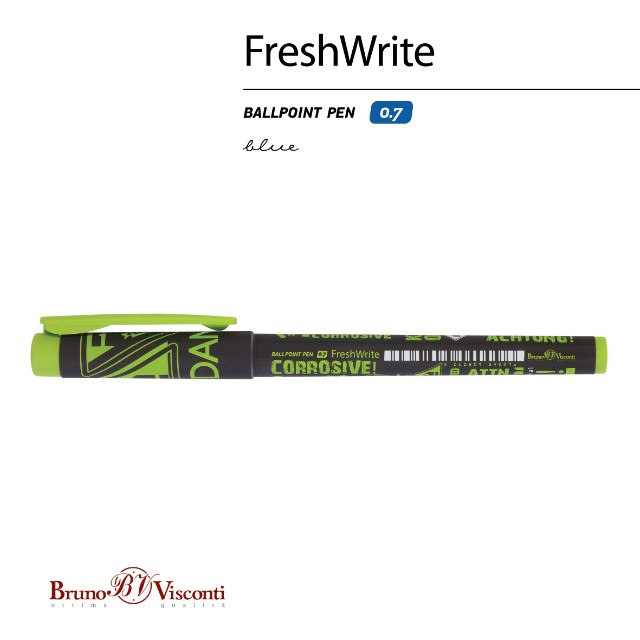 Ручка шариковая синяя BV FreshWrite Опасность! Едкое вещество 0,7мм принт Превью 4