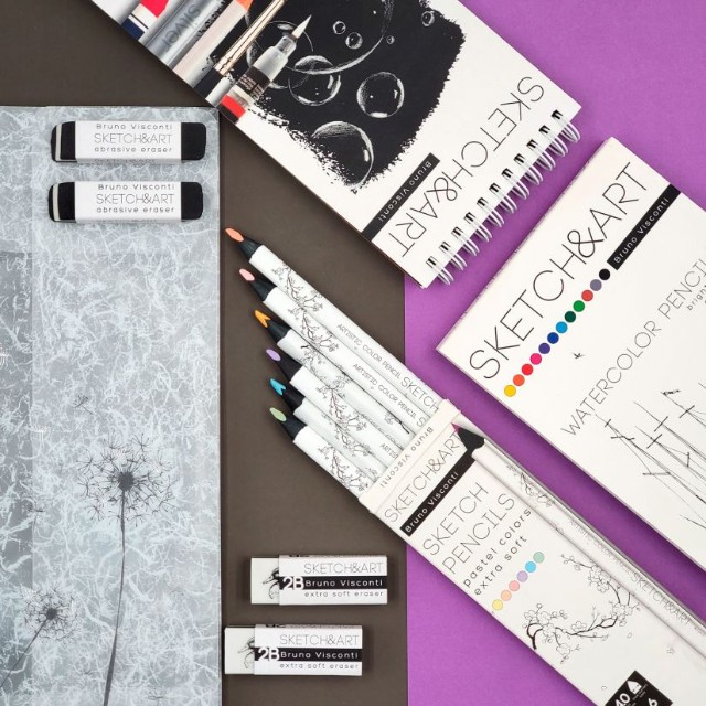 Карандаши цветные 6 цв скетч BV Sketch&Art утолщенные, 4мм, пастельные Превью 3