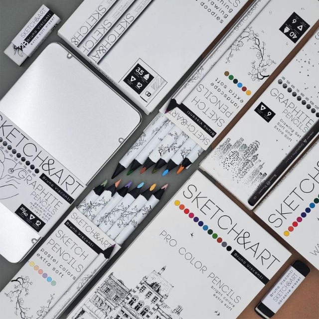 Карандаши цветные 6 цв скетч BV Sketch&Art утолщенные, 4мм, пастельные Превью 1