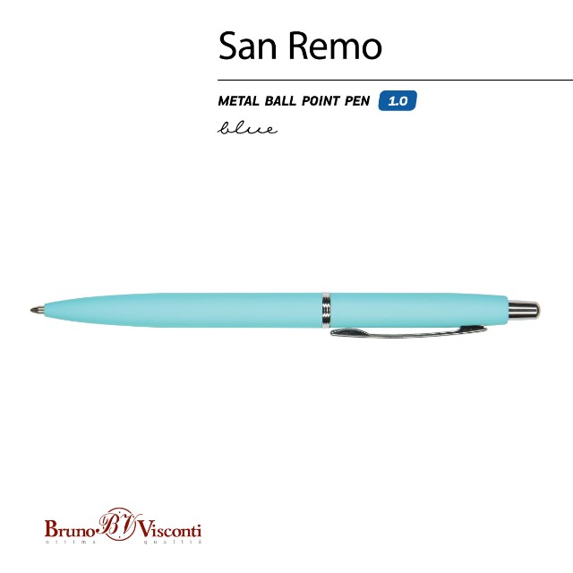 Ручка подар шар BV San Remo синяя автомат мята метал. Превью 3