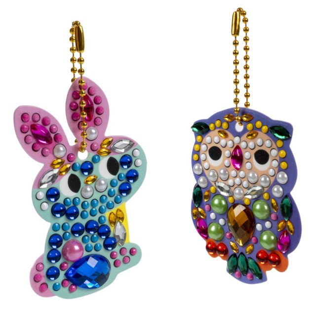 Творч Алмазная мозаика Брелоки Сова и зайчик, двусторонние Превью 7