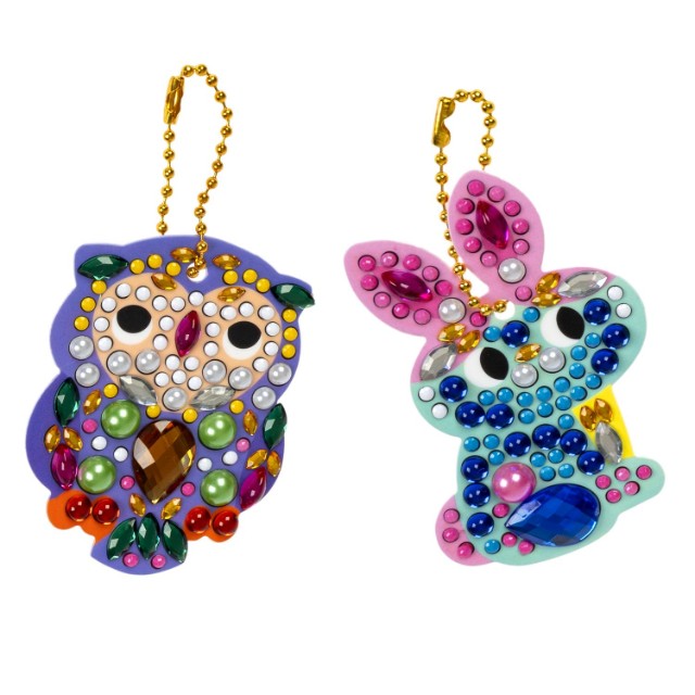 Творч Алмазная мозаика Брелоки Сова и зайчик, двусторонние Превью 4