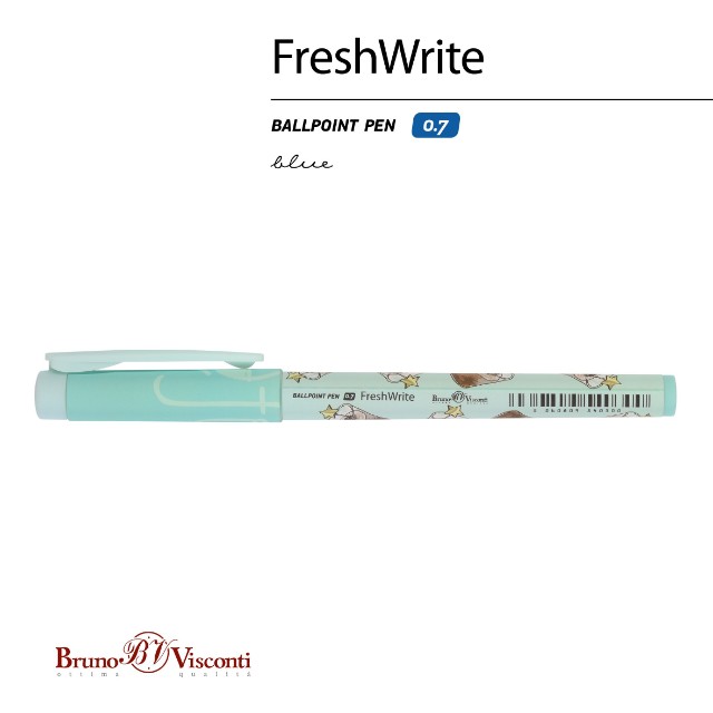 Ручка шариковая синяя BV FirstWrite Кофемания. Шоколадный коктейль 0,7мм принт Превью 2