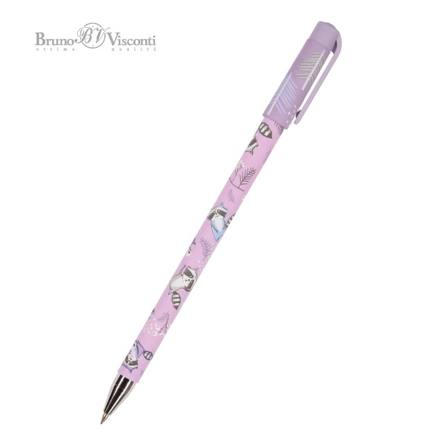 Ручка шариковая синяя BV HappyWrite Sweet Animals. Енотики 0,5мм