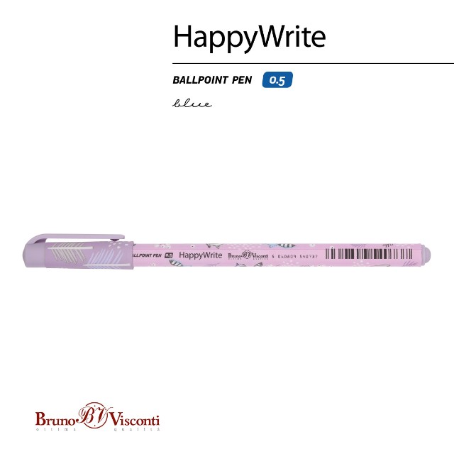 Ручка шариковая синяя BV HappyWrite Sweet Animals. Енотики 0,5мм Превью 2