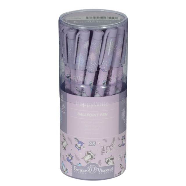 Ручка шариковая синяя BV HappyWrite Sweet Animals. Енотики 0,5мм Превью 3