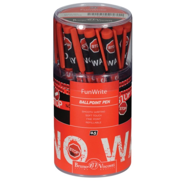 Ручка шариковая синяя BV FunWrite Keep Away. Stop 0,5мм принт Превью 3