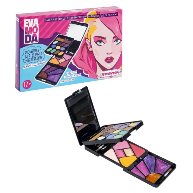 Набор детской декоративной косметики Bondibon Eva Moda тени для век-13шт, блеск для губ-5шт., румяна-6шт. Превью 7