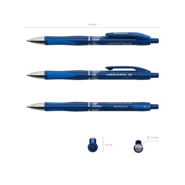 Ручка шариковая синяя EK Megapolis Concept автомат 0,7мм Превью 5