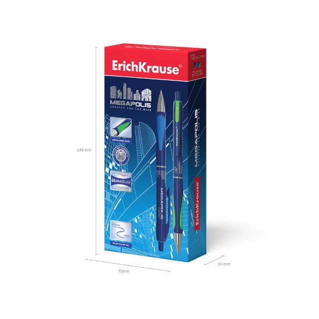 Ручка шариковая синяя EK Megapolis Concept автомат 0,7мм Превью 2
