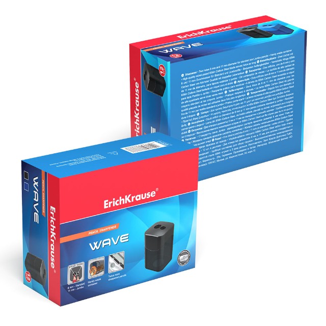 Точилка 2отв EK Wave с контейнером квадрат син черн полупр Превью 5