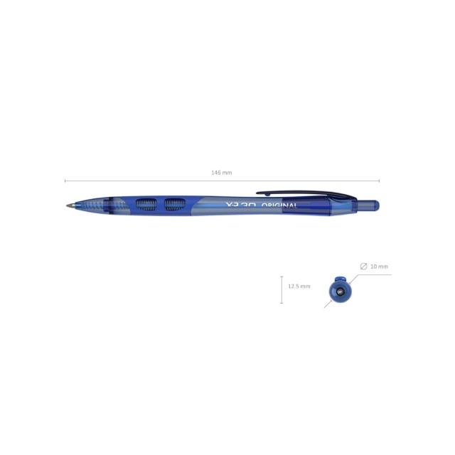 Ручка шариковая синяя EK XR-30 Original автомат корп. прозрачный с голуб. 0,7мм Превью 3
