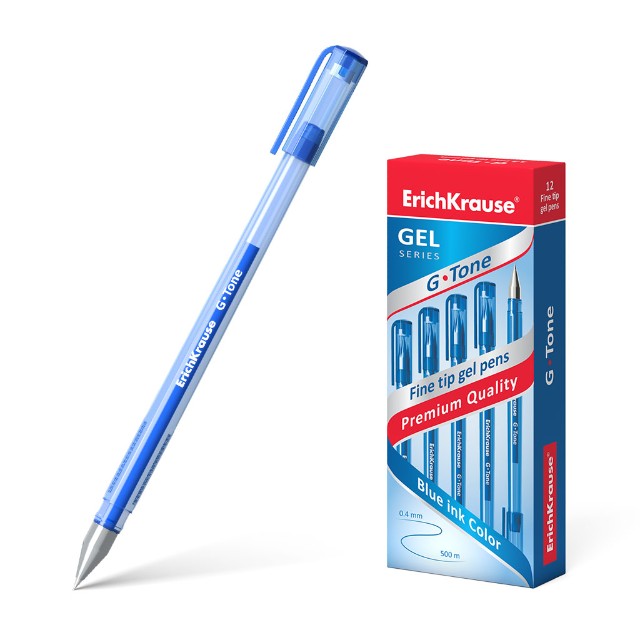 Ручка гелевая синяя EK G-Tone 0.4мм прозрачн/корпус Превью 4