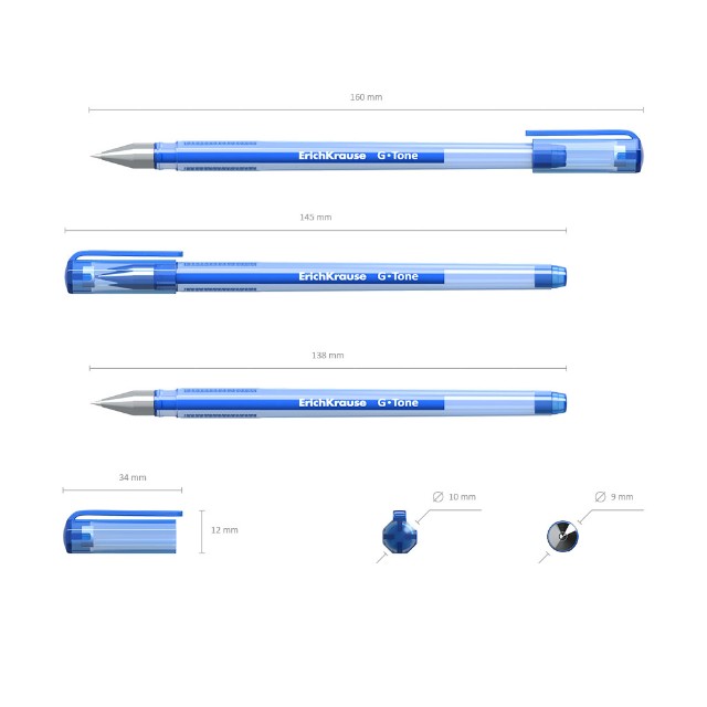 Ручка гелевая синяя EK G-Tone 0.4мм прозрачн/корпус Превью 1