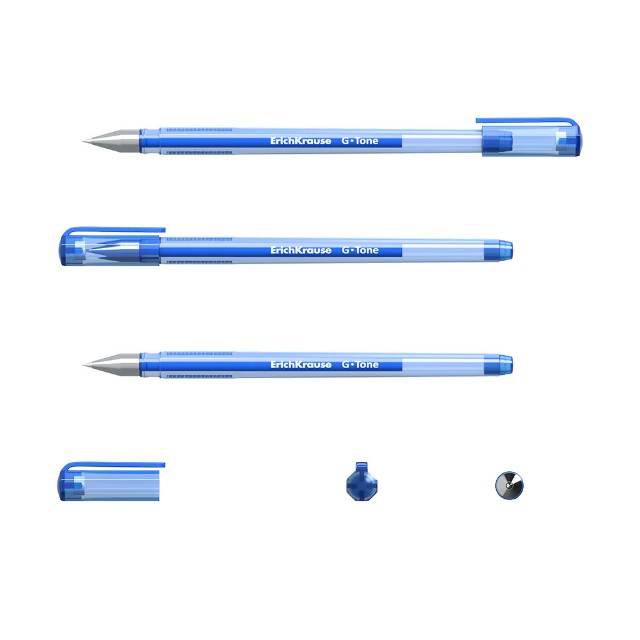 Ручка гелевая синяя EK G-Tone 0.4мм прозрачн/корпус
