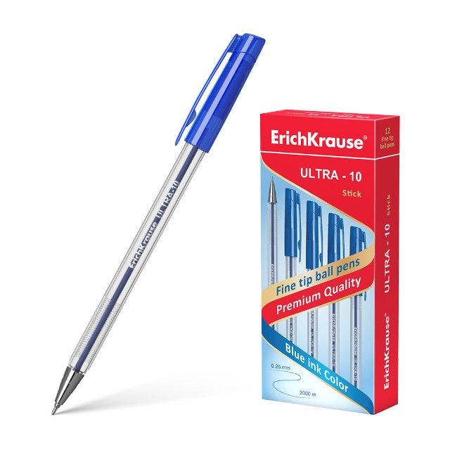 Ручка шариковая синяя EK Ultra L-10 прозрач. корпус, 0,7мм