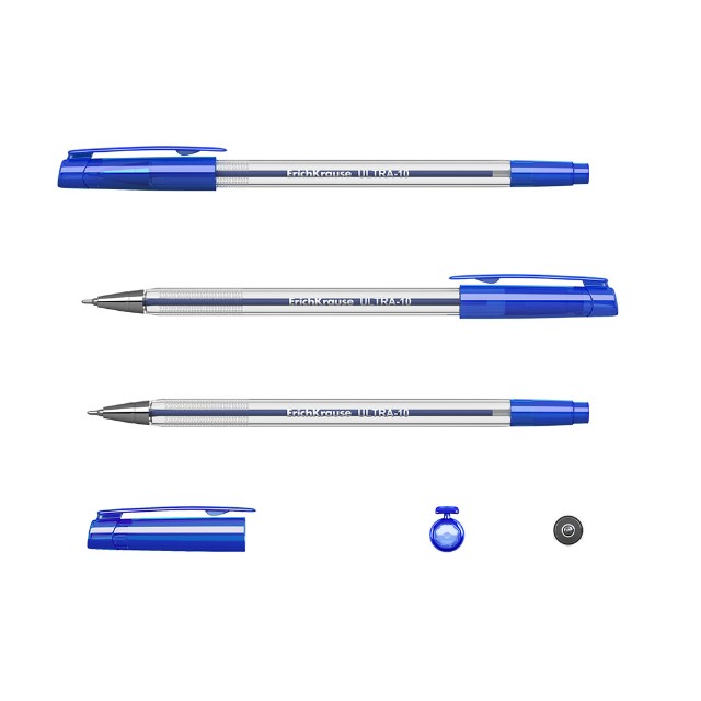Ручка шариковая синяя EK Ultra L-10 прозрач. корпус, 0,7мм Превью 2