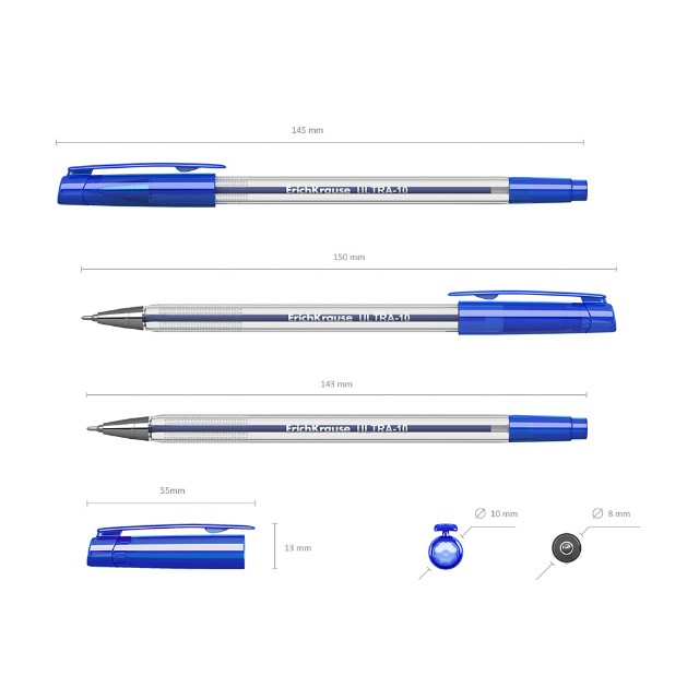 Ручка шариковая синяя EK Ultra L-10 прозрач. корпус, 0,7мм Превью 1