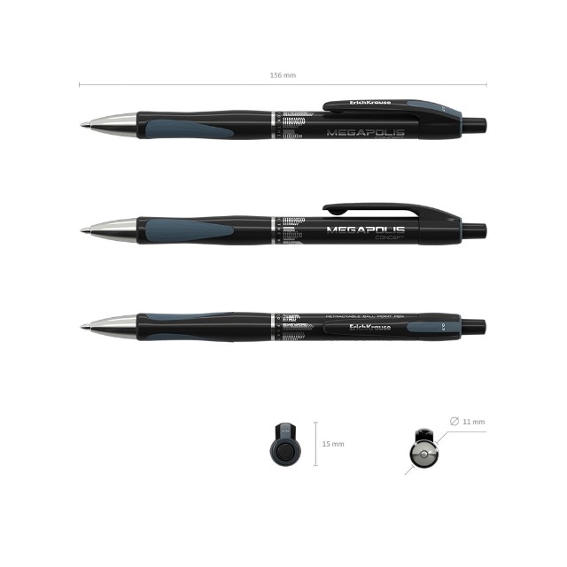 Ручка шариковая черная EK Megapolis Concept черный автомат 0,7мм Превью 5