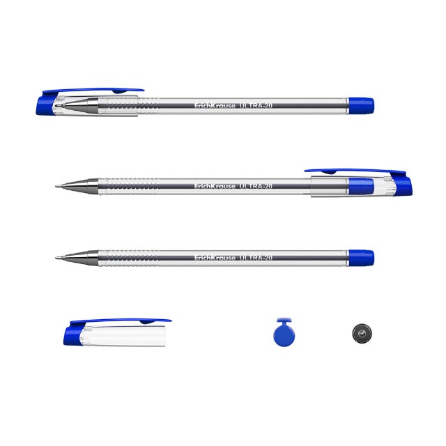 Ручка шариковая синяя EK L-20 0,7мм прозрачн.