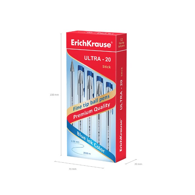 Ручка шариковая синяя EK L-20 0,7мм прозрачн. Превью 3