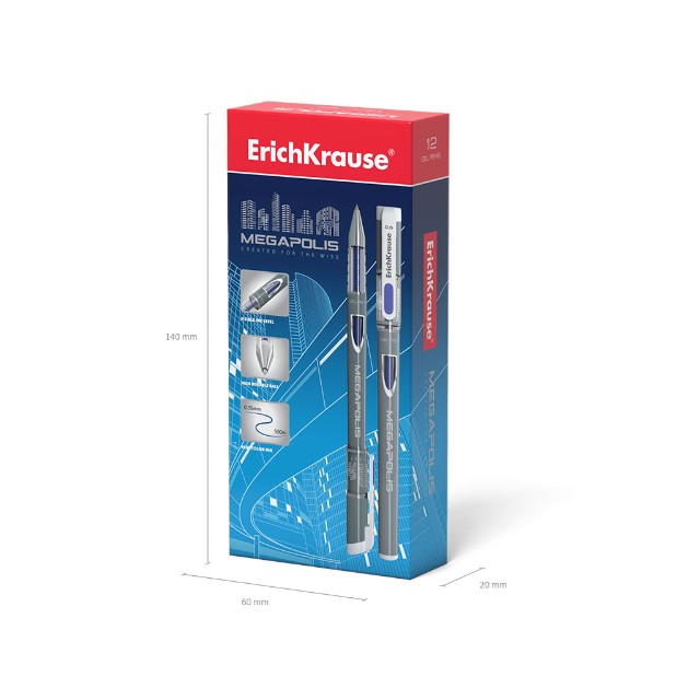 Ручка гелевая синяя EK Megapolis 0,35ми 500м Превью 3