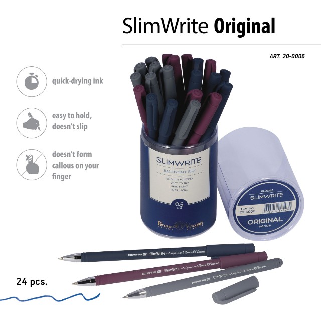 Ручка шариковая синяя BV SlimWrite Original  0.5мм Превью 2