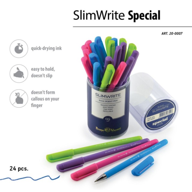 Ручка шариковая синяя BV SlimWrite Special 0.5мм корп/неон Превью 2