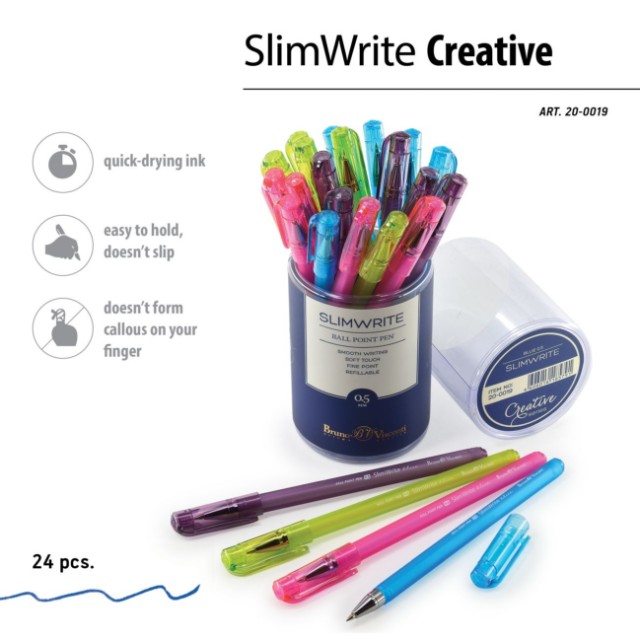 Ручка шариковая синяя BV SlimWrite Creative 0.7мм Превью 5