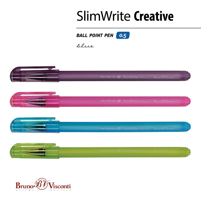 Ручка шариковая синяя BV SlimWrite Creative 0.7мм Превью 6