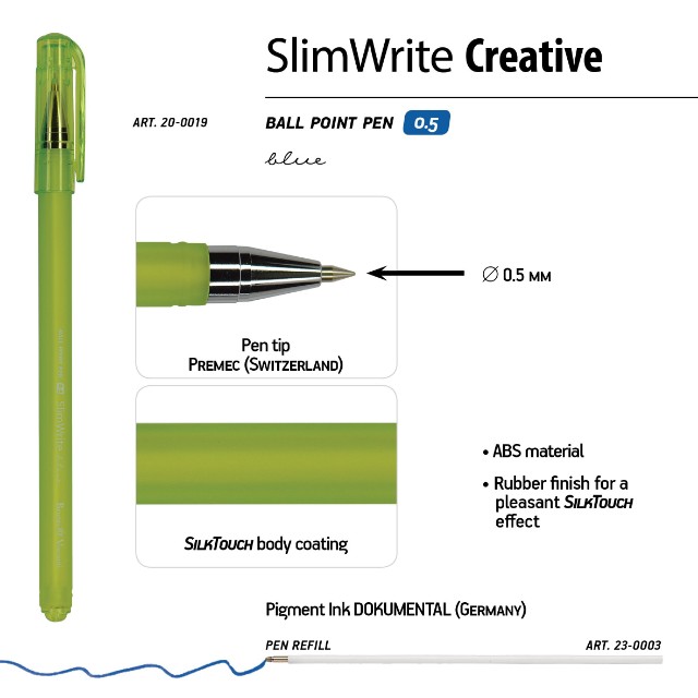 Ручка шариковая синяя BV SlimWrite Creative 0.7мм Превью 3