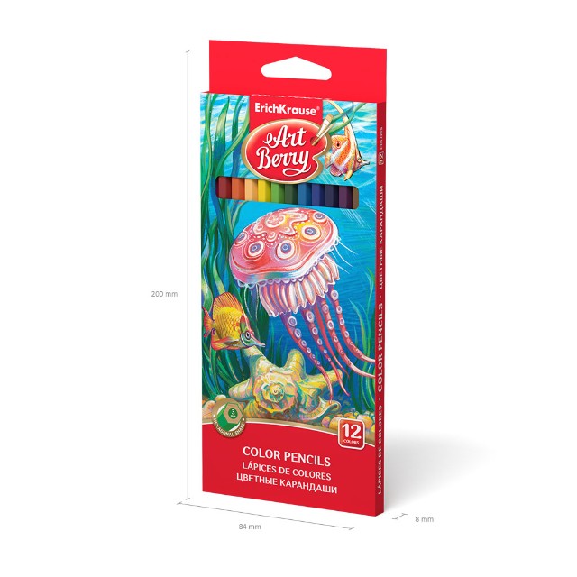 Карандаши цветные 12 цв EK ArtBerry Подводный мир Медуза к/к Превью 5