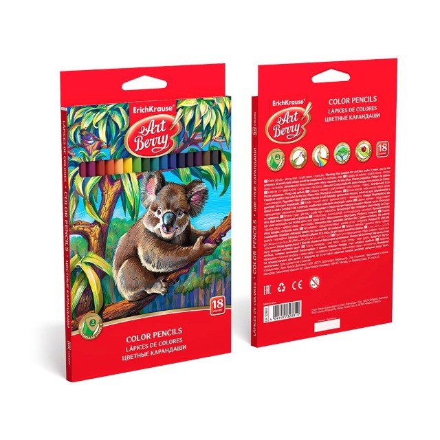 Карандаши цветные 18 цв EK ArtBerry Коала треугольн. к/к Превью 4