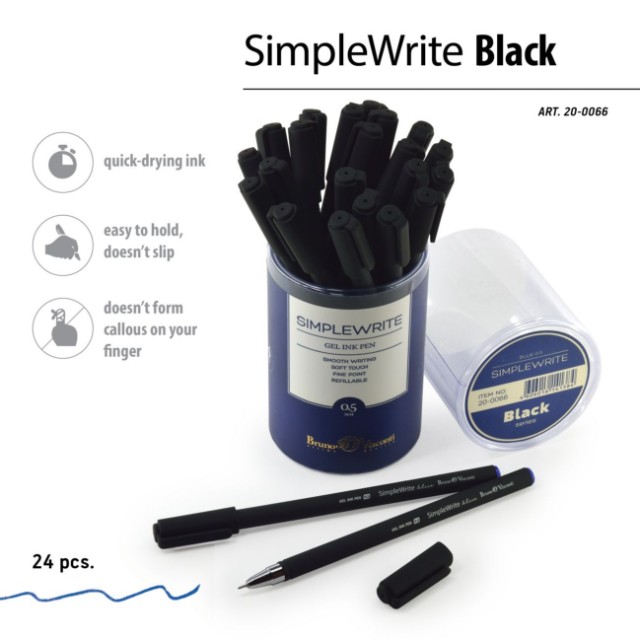 Ручка гелевая синяя BV SimpleWrite 0,5мм корпус черный Превью 5