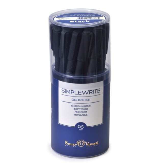 Ручка гелевая синяя BV SimpleWrite 0,5мм корпус черный Превью 2