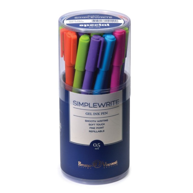 Ручка гелевая черная BV SimpleWrite 0,5мм корпус ассорти Превью 3