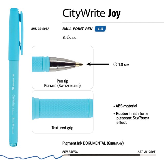 Ручка шариковая синяя BV CityWrite JOY 1,0мм Превью 7