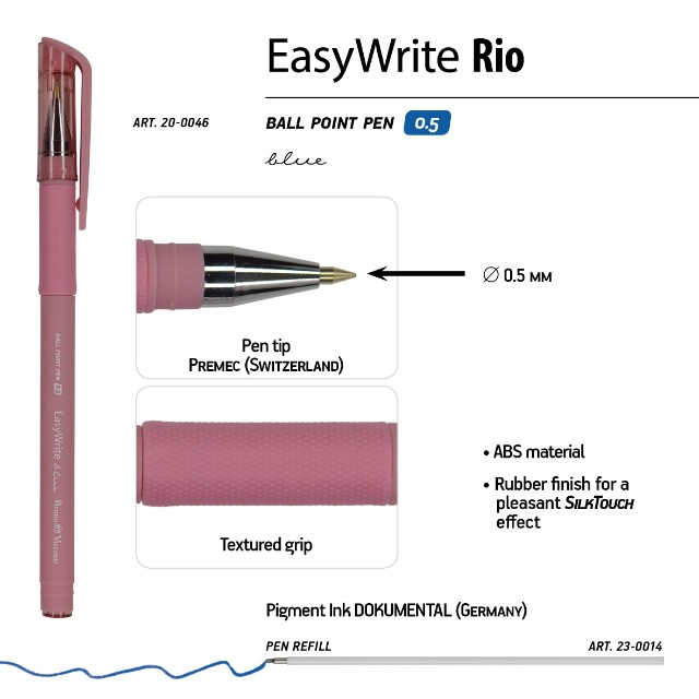 Ручка шариковая синяя BV EasyWrite RIO 0,5мм Превью 6