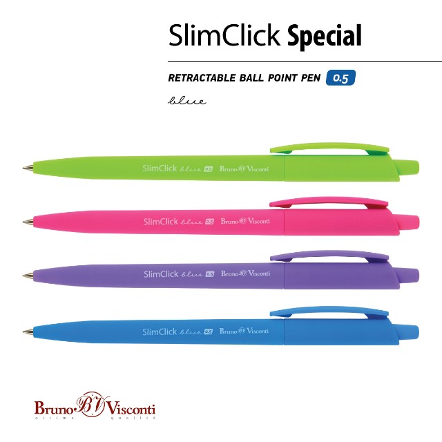 Ручка шариковая синяя BV SlimClick Special 0,5мм автомат Превью 6