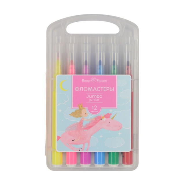 Фломастеры 12 цв BV Jumbo Junior 2 вида пл/уп Превью 1