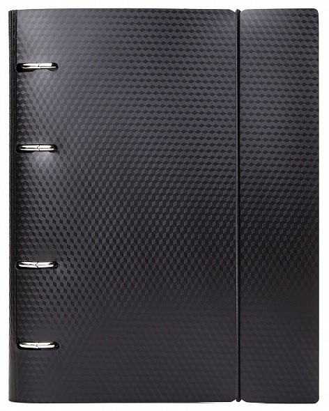 Тетрадь на кольцах пласт 120л Diamond Черная на резинке Превью 1